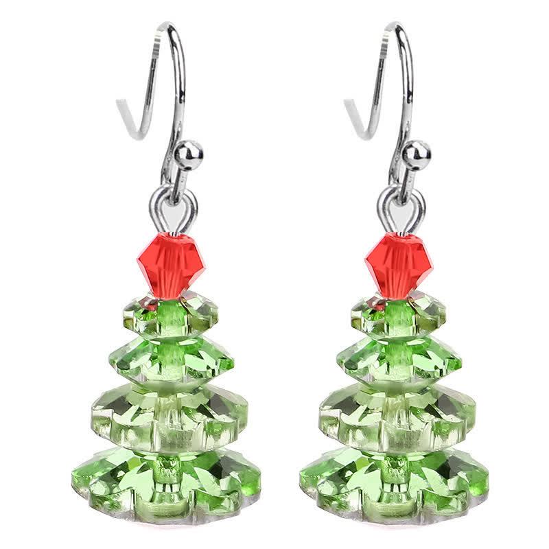 Wear FengShui Various Crystals Christmas Tree Amethyst Peace Healing Drop Earrings