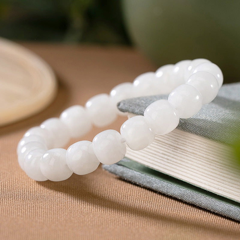 Wear FengShui Hetian White Jade Happiness Blessing Bracelet