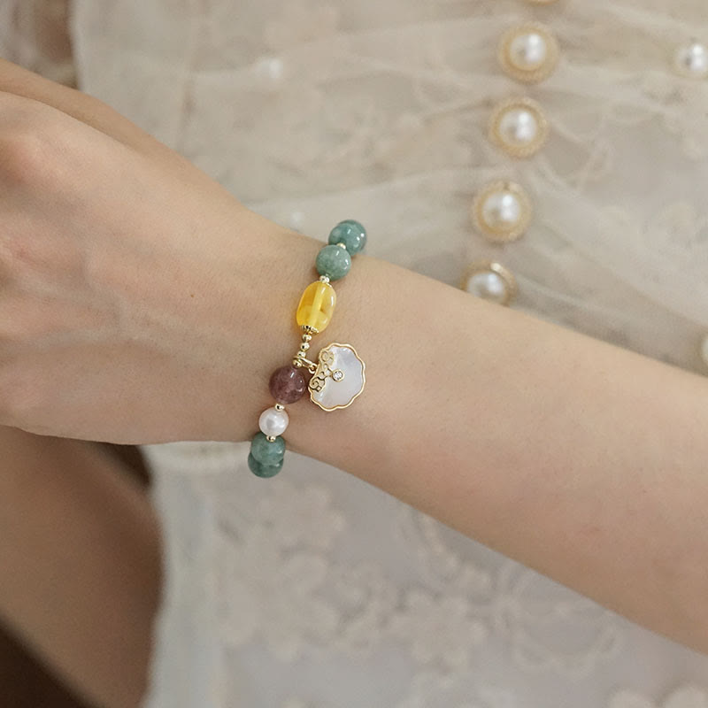 Wear FengShui Jade Sea shell Ruyi Lock Luck Bracelet