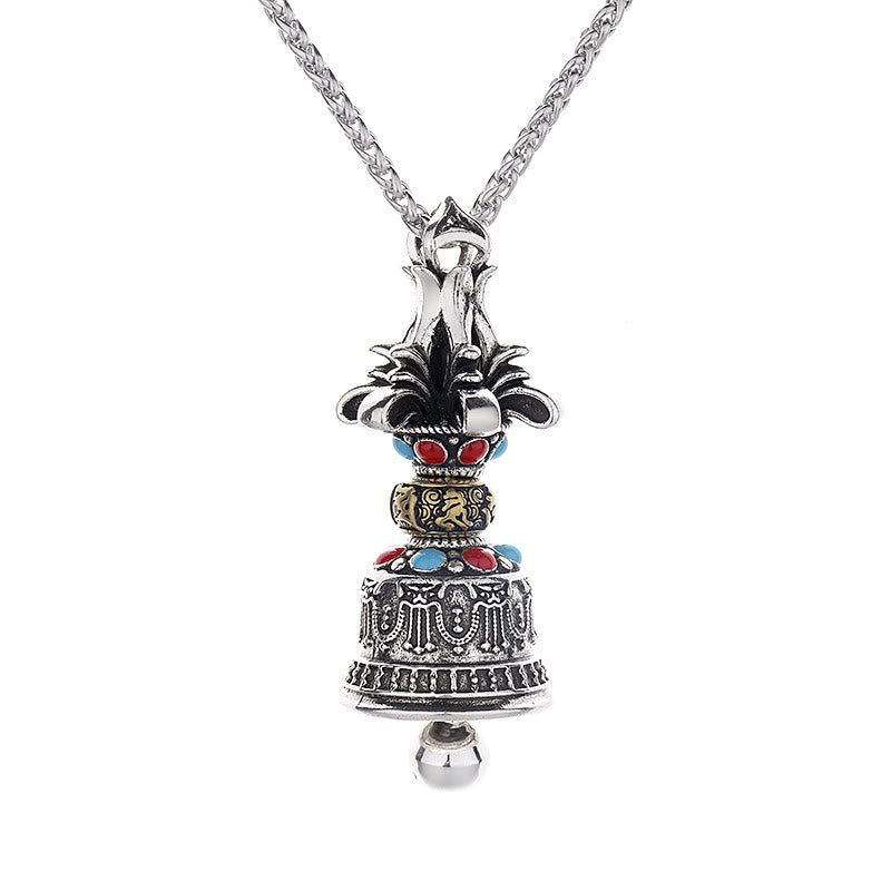 Wear FengShui Tibetan Om Mani Padme Hum Dorje Vajra Bell Strength Necklace Pendant