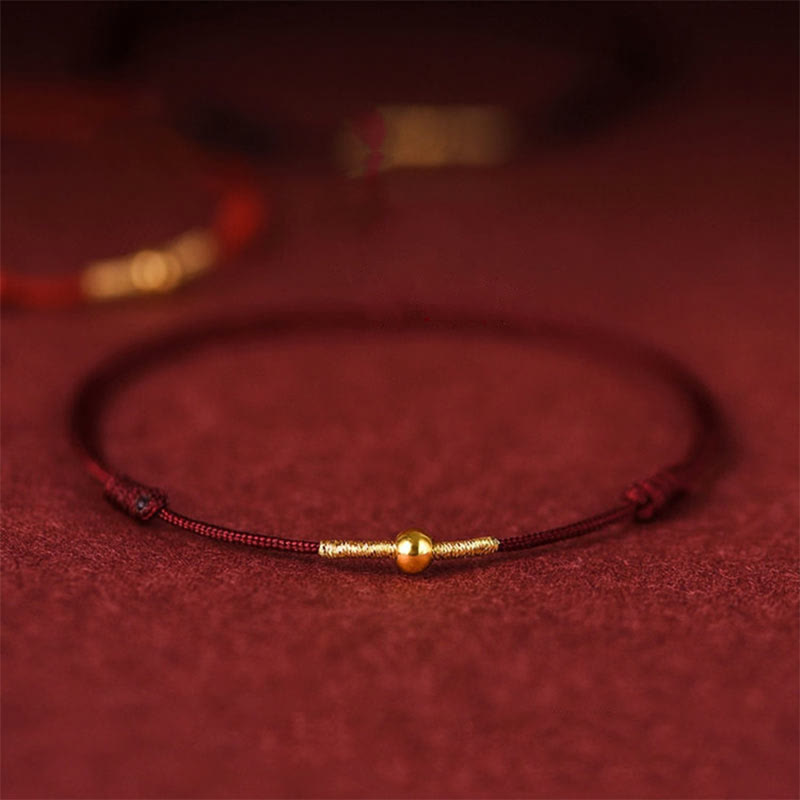 Wear FengShui 925 Sterling Silver Golden Bead Protection Braided Rope Bracelet Anklet