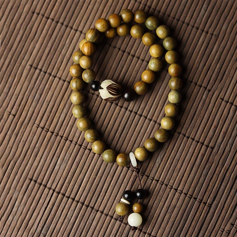 Wear FengShui Green Sandalwood Bodhi Seed Lotus Soothing Double Wrap Bracelet