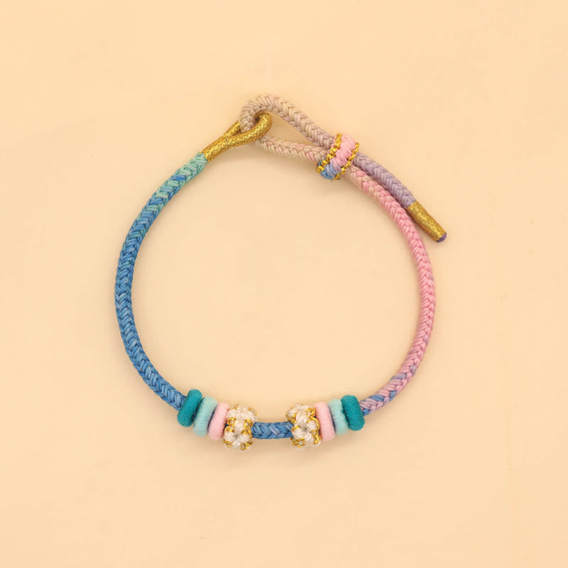 Wear FengShui Handmade Eight Thread Peace Knot Peach Blossom Knot Luck Rope Braided Bracelet