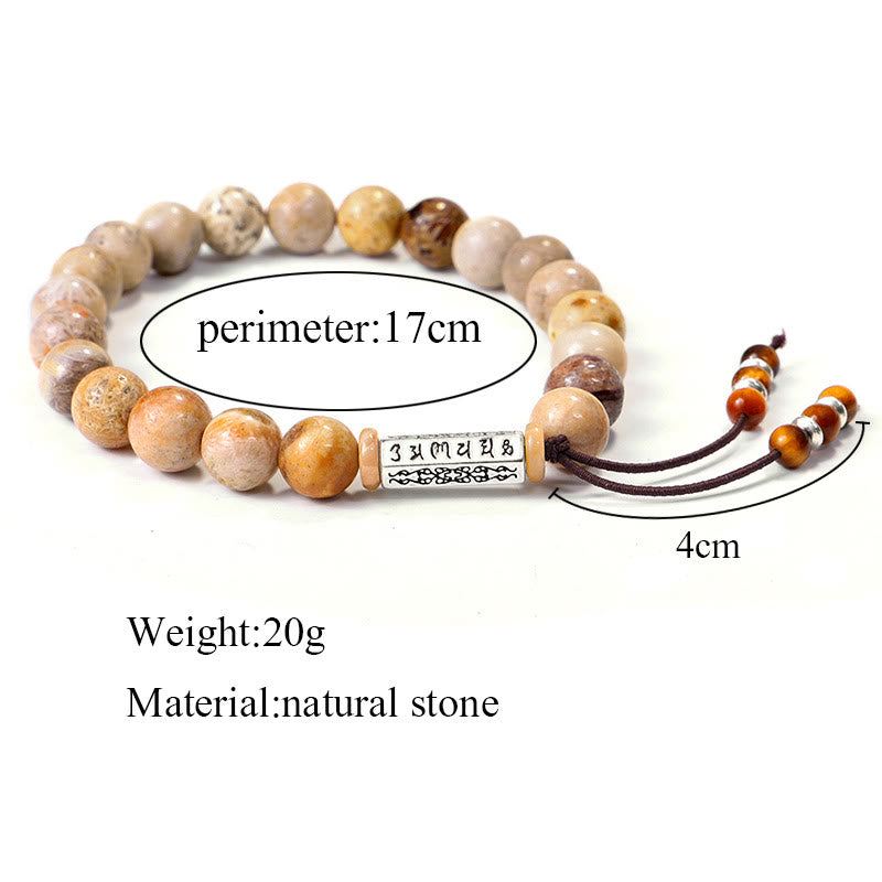 Wear FengShui Weathered Stone Om Mani Padme Hum Strengthen Bracelet