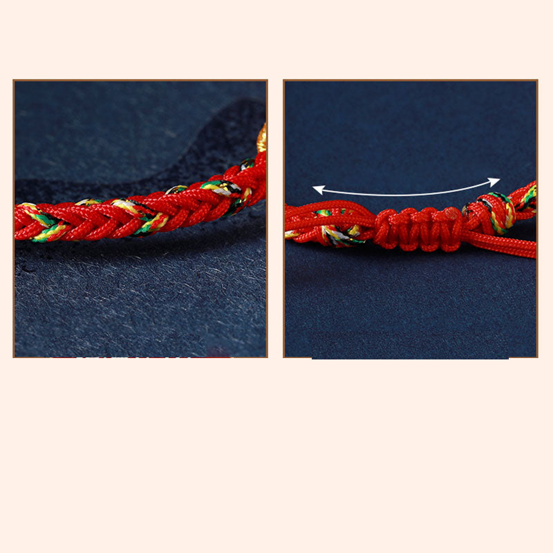 Wear FengShui Chinese Zodiac Natal Buddha Silver Luck Braided String Bracelet