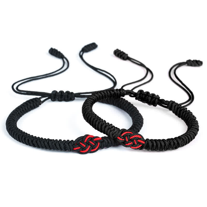 Wear FengShui 2Pcs Tibetan Luck Chinese Knot Protection String Bracelet