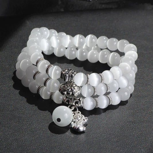 Wear FengShui Cat Eye PiXiu Support Triple Wrap Bracelet