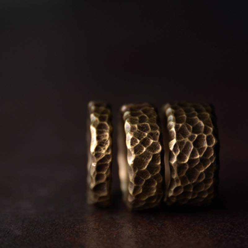 Wear FengShui Tibetan Bump Texture Design Copper Brass Luck Ring