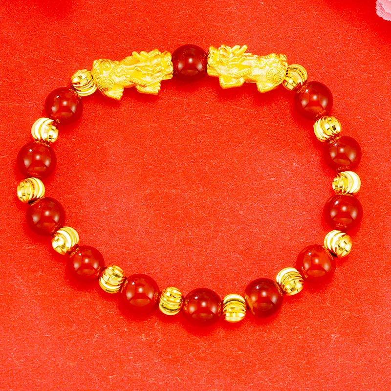 Wear FengShui Electroplating Golden Double Pixiu Wealth Bracelet