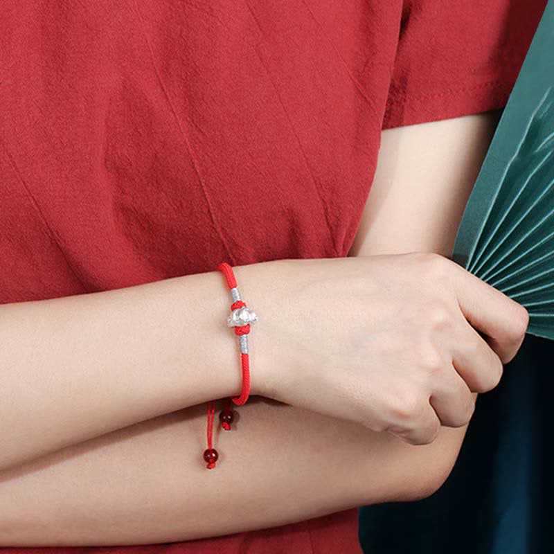 Wear FengShui 999 Sterling Silver Chinese Zodiac Luck Strength Red String Bracelet