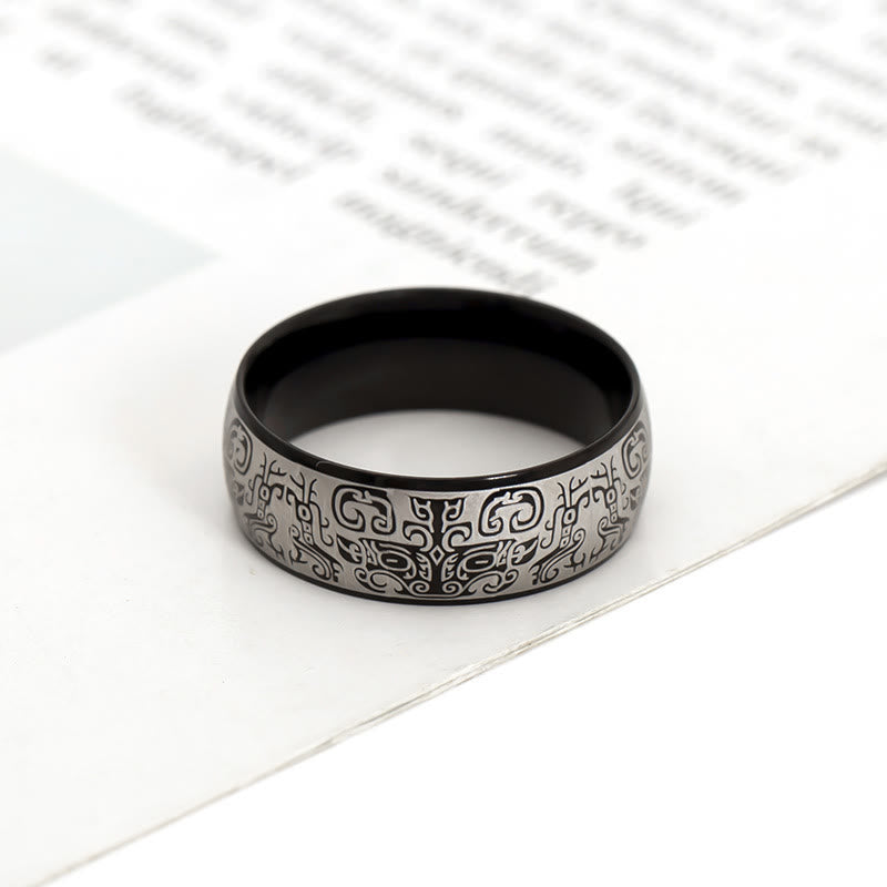 Wear FengShui Lucky Mythological Creature Taotie Wealth Titanium Steel Ring