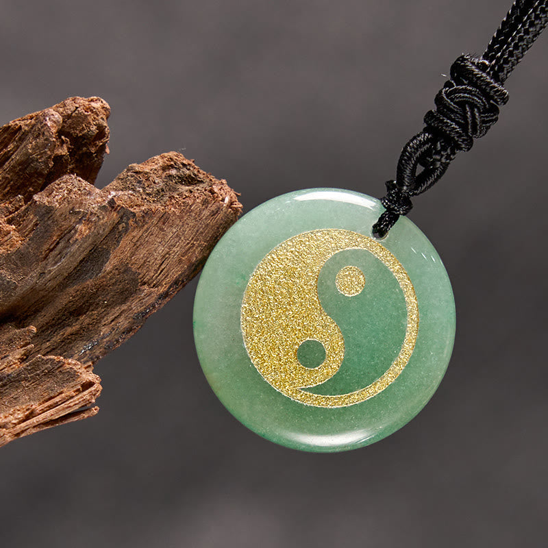 Wear FengShui Various Crystal Amethyst Tiger Eye Green Aventurine Yin Yang Spiritual Necklace Pendant