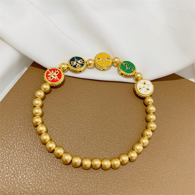 Wear FengShui Tibetan Five God Of Wealth Copper Beads Luck Bracelet