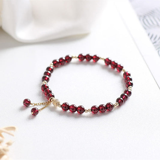 Wear FengShui 14K Gold Plated Alloy Natural Garnet Calm Bracelet