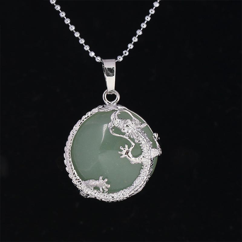 Wear FengShui Chinese Dragon Natural Quartz Crystal Healing Energy Necklace Pendant