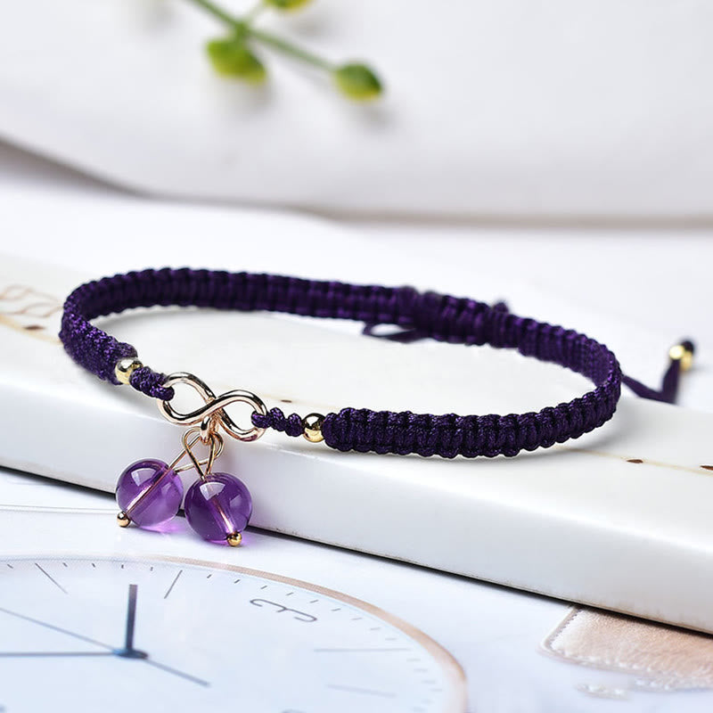Wear FengShui Natural Strawberry Quartz Amethyst Green Phantom Bead Positive Bracelet