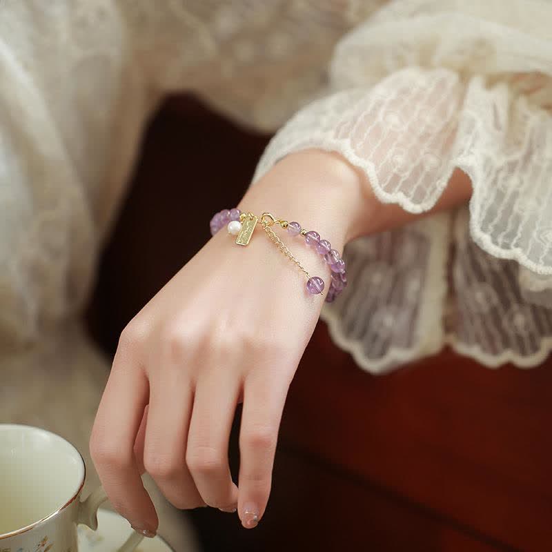 Wear FengShui Natural Amethyst Crystal Relieves Stress Bracelet