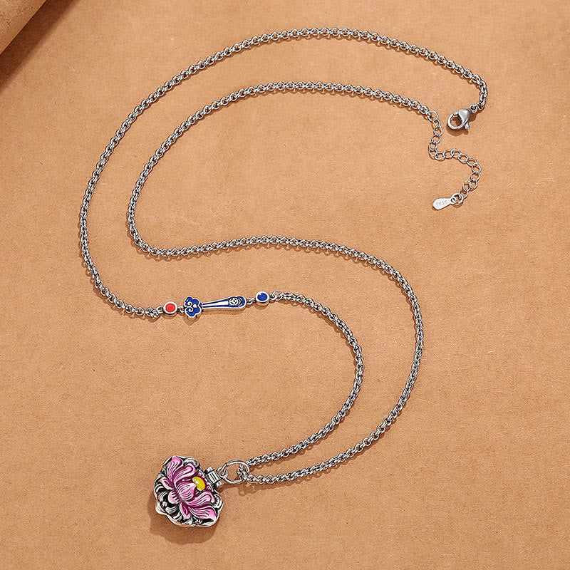 Wear FengShui Tibet Copper Lotus Luck New Begining Necklace Pendant