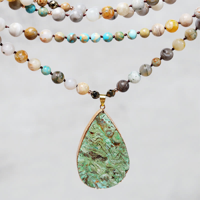 Wear FengShui Natural Ocean Picasso Jasper Beaded Healing Neckace