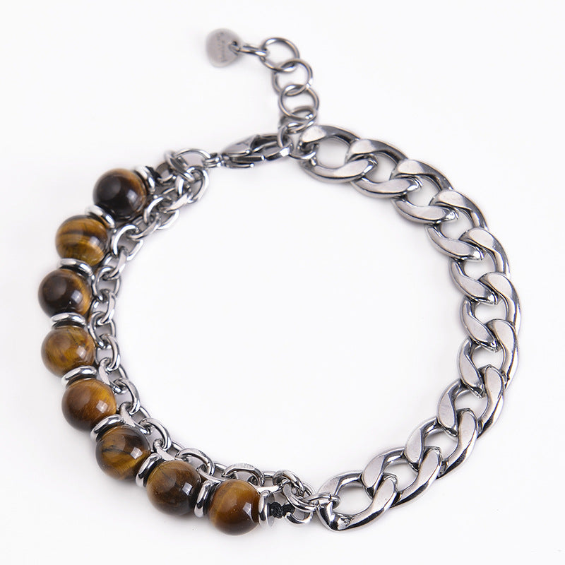 Wear FengShui Tiger Eye Picasso Jasper Frosted Stone Strength Bracelet
