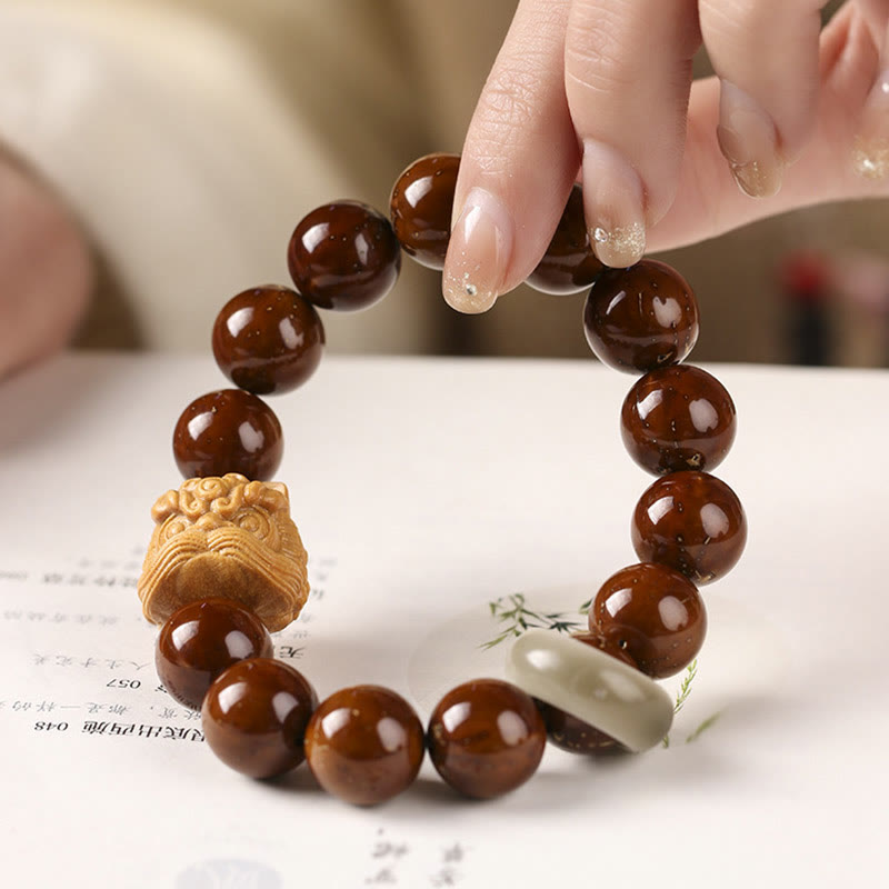 Wear FengShui Purple Bodhi Seed Dancing Lion Wisdom Bracelet