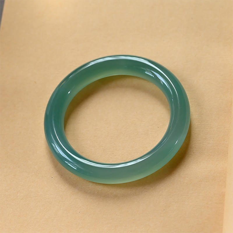 Wear FengShui Natural Green Chalcedony Strength Bangle Bracelet