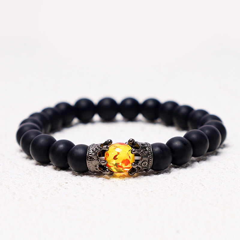Wear FengShui Natural Stone King&Queen Crown Healing Energy Beads Couple Bracelet