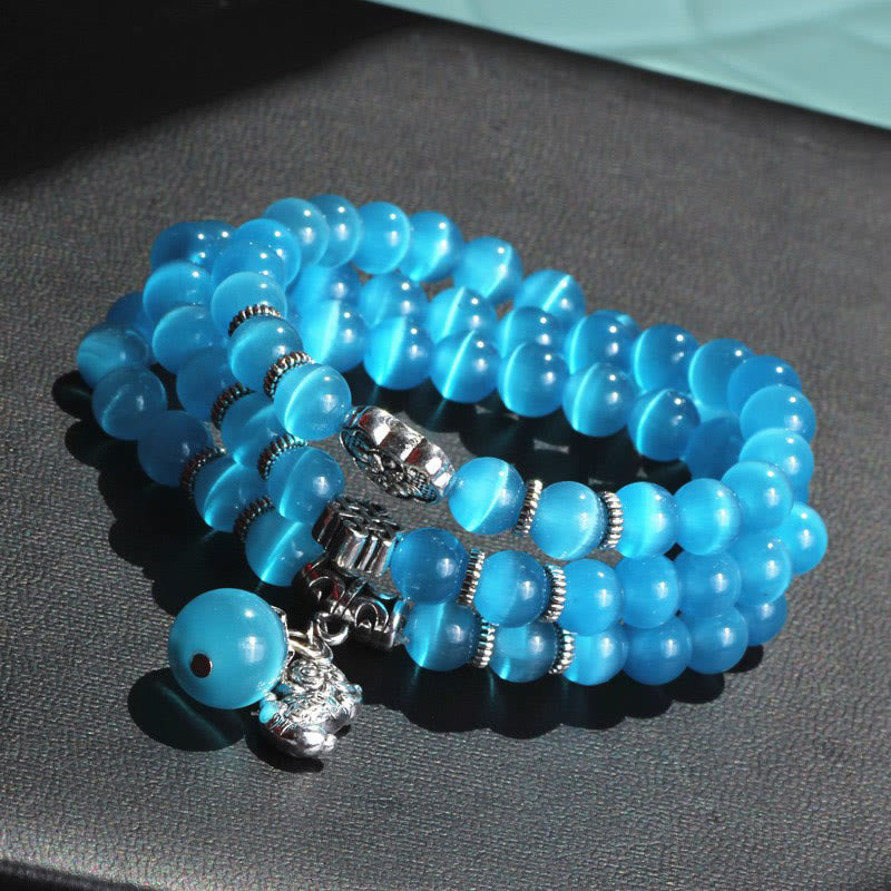 Wear FengShui Cat Eye PiXiu Support Triple Wrap Bracelet