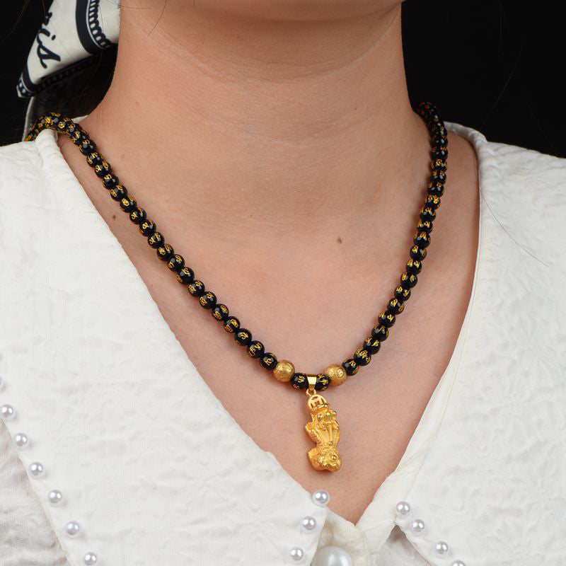 Wear FengShui FengShui Obsidian PiXiu Wealth Necklace