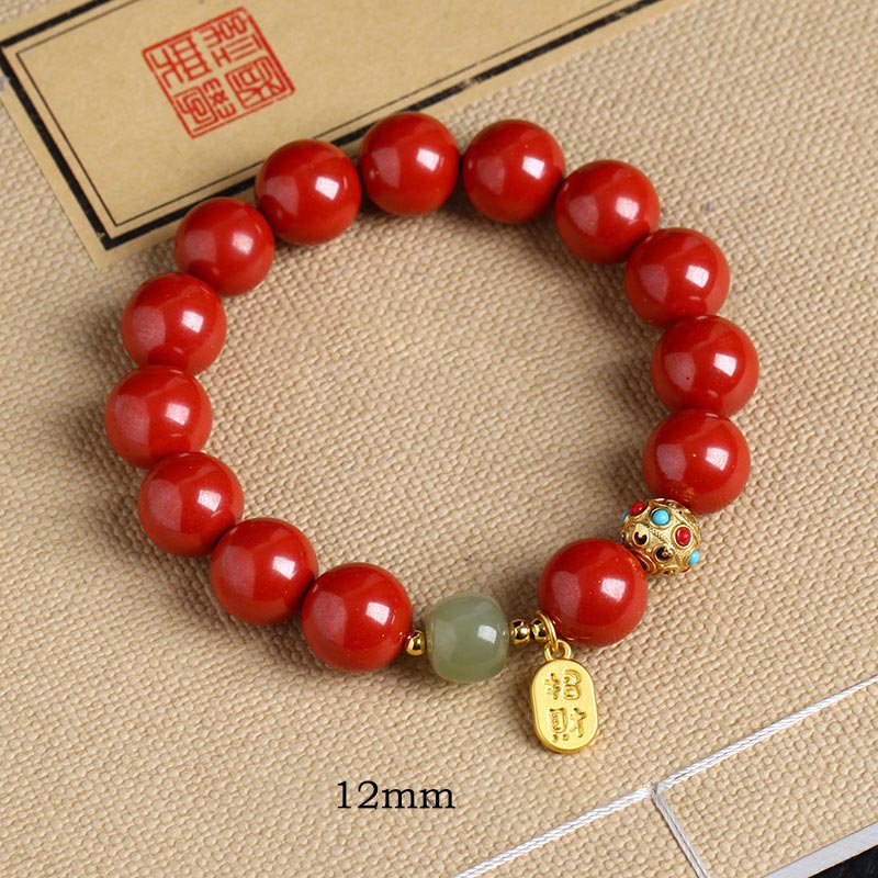 Wear FengShui Cinnabar Green Aventurine Fortune Protection Charm Bracelet