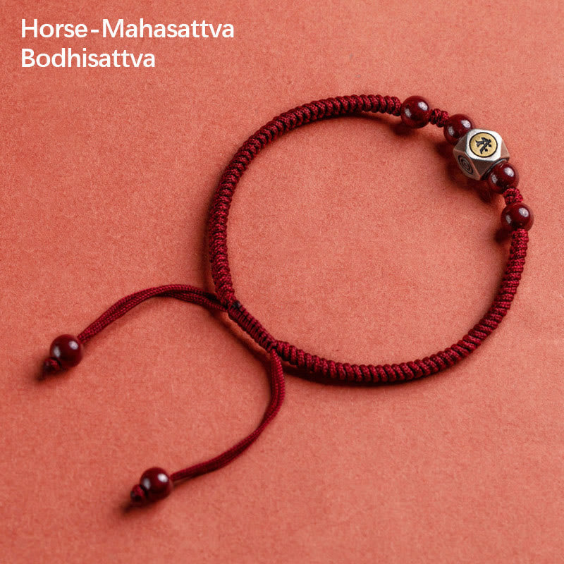 Wear FengShui 925 Sterling Silver Chinese Zodiac Natal Buddha Cinnabar Calm Bracelet