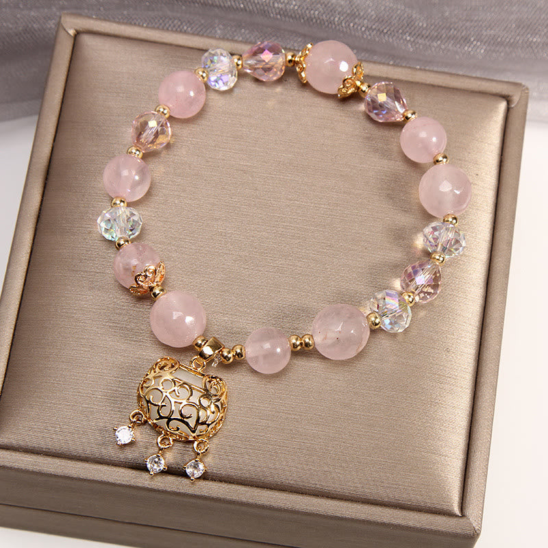 Wear FengShui Natural Pink Crystal Soothing Protection Bracelet