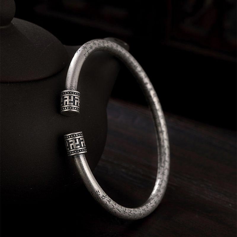 Wear FengShui Tibetan Heart Sutra White Copper Luck Bracelet