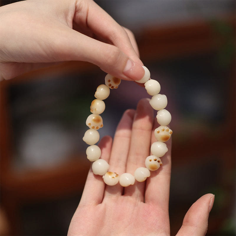 Wear FengShui Cute Cat Paw Claw Bodhi Seed Peace Bracelet