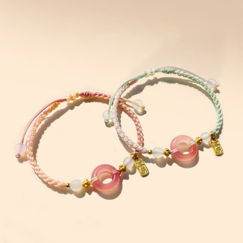 Wear FengShui Peace And Joy Agate Peace Buckle Auspicious Handmade Braided Bracelet