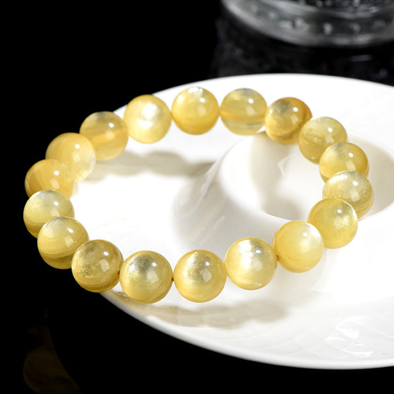 Wear FengShui Natural Golden Lepidolite Protection Prosperity Bracelet