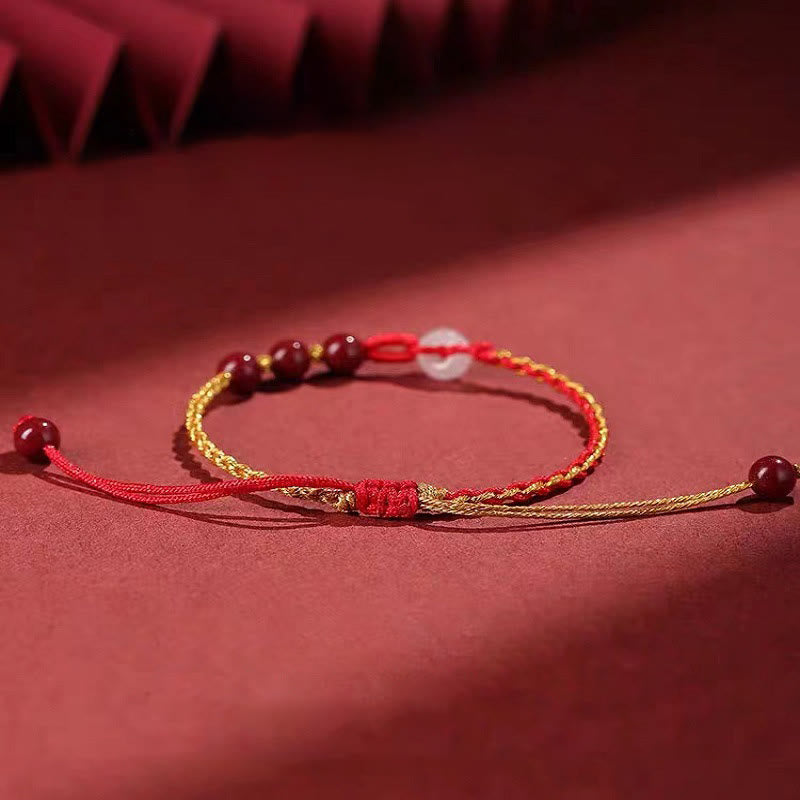 Wear FengShui Natural Cinnabar Jade Peace Buckle Blessing Bracelet