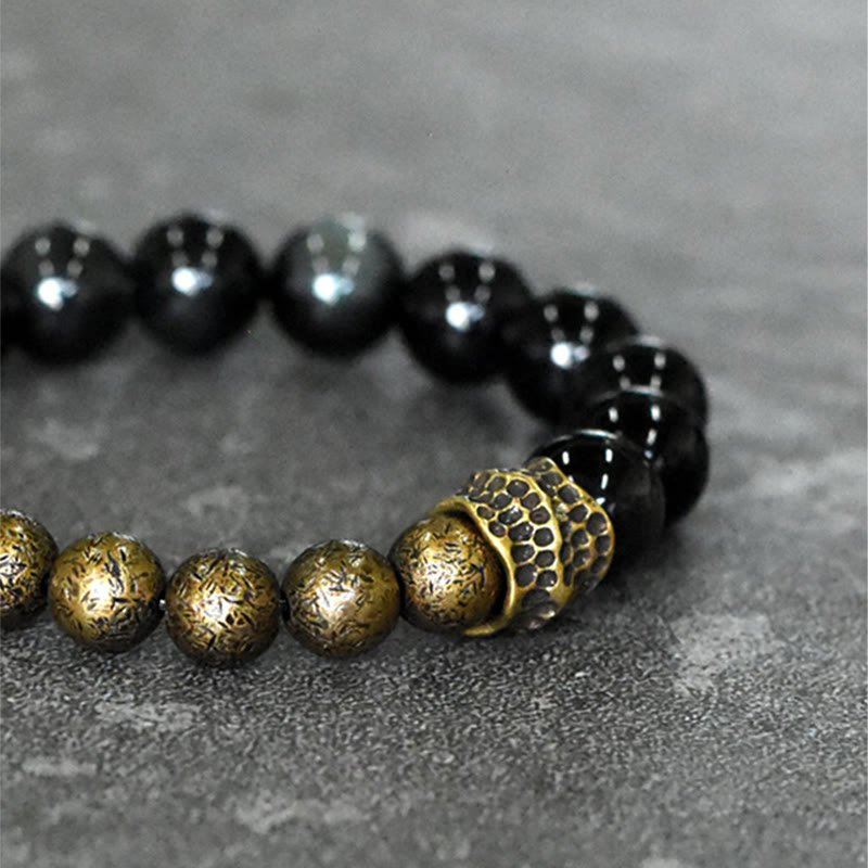 Wear FengShui Rainbow Obsidian Copper Bead Positive Transformation Bracelet