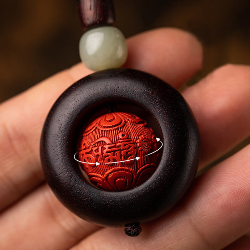 Wear FengShui Tibet Om Mani Padme Hum PiXiu Copper Coin Small Leaf Red Sandalwood Cinnabar Protection Key Chain