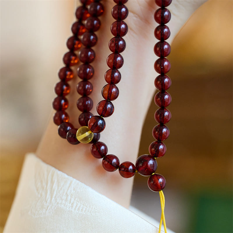 Wear FengShui Natural 108 Mala Beads Amber Clear Anxiety Bracelet