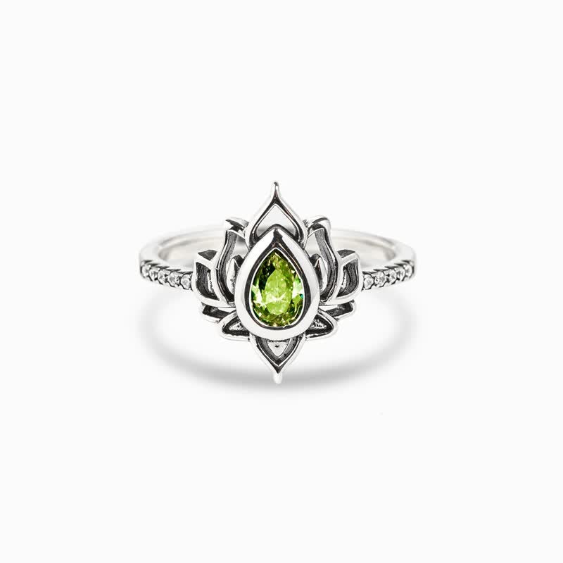 Wear FengShui Sterling Silver Lotus Zircon Blessing Protection Ring