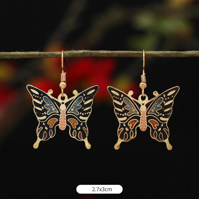 Wear FengShui Lotus Butterfly Flower Alloy Copper Enlightenment Drop Earrings