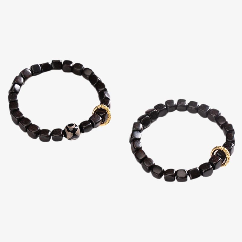 Wear FengShui Tibetan Ebony Wood Dzi Bead Balance Calm Bracelet