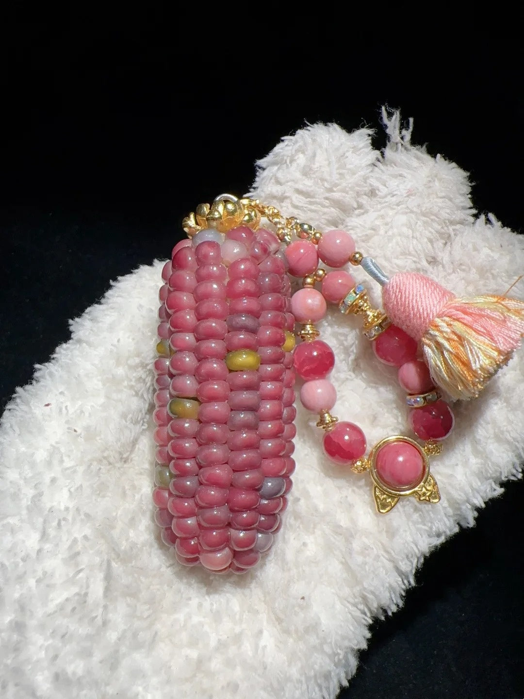 Matte Strawberry Pink Corn Charm