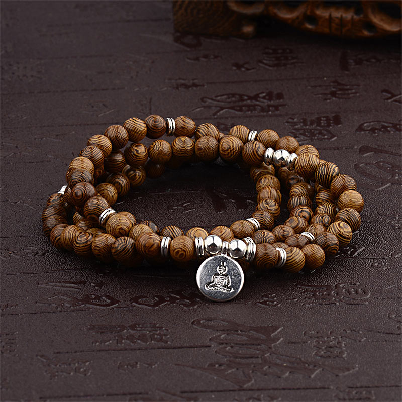 Wear FengShui Tibetan Lightning Strike Wood Bracelet Lotus Buddha Mala