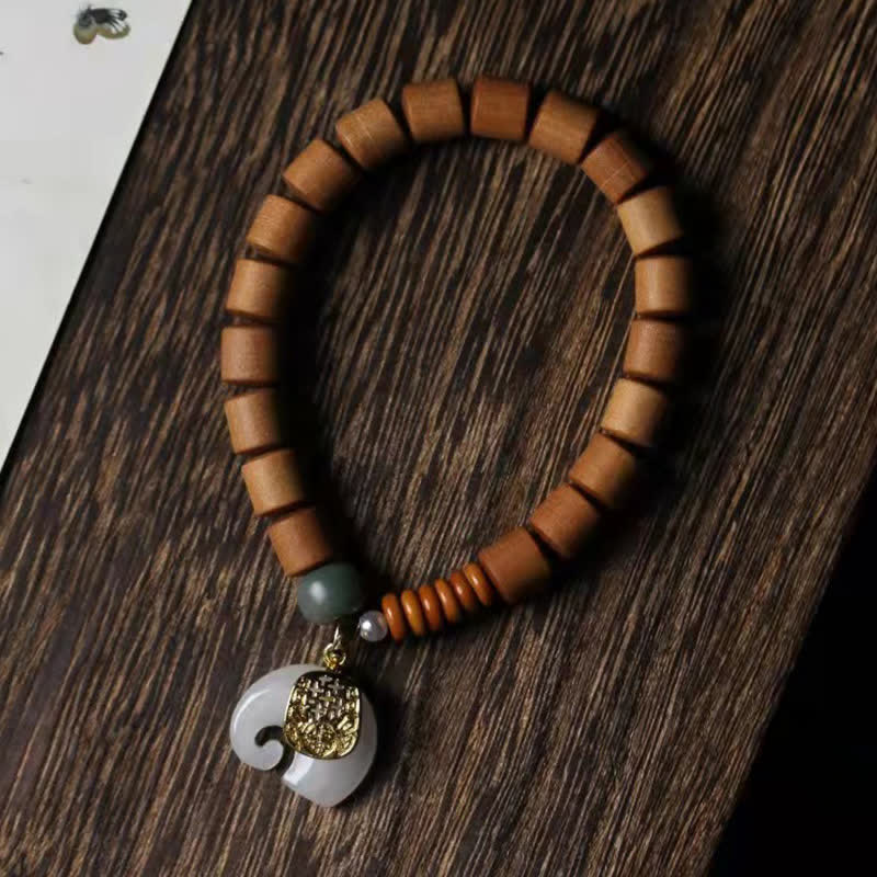 Wear FengShui Sandalwood Jade Elephant Protection Bracelet