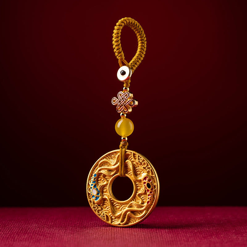 Wear FengShui Double Koi Fish Peace Buckle Wealth Luck Key Chain