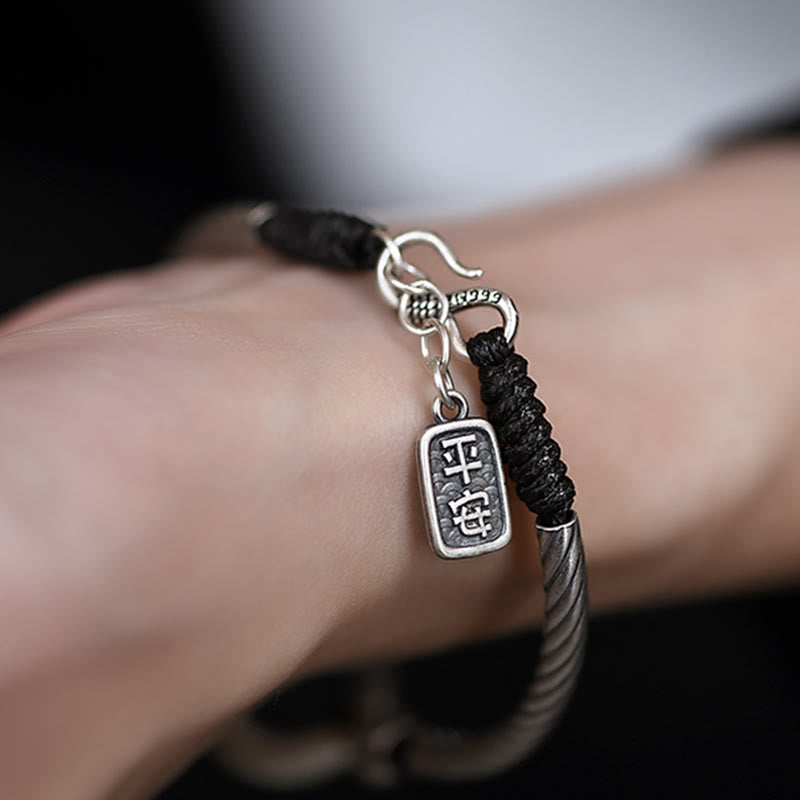 Wear FengShui 999 Sterling Silver Fu Character Peace Buckle Copper Coin Auspicious Clouds Fortune Bracelet
