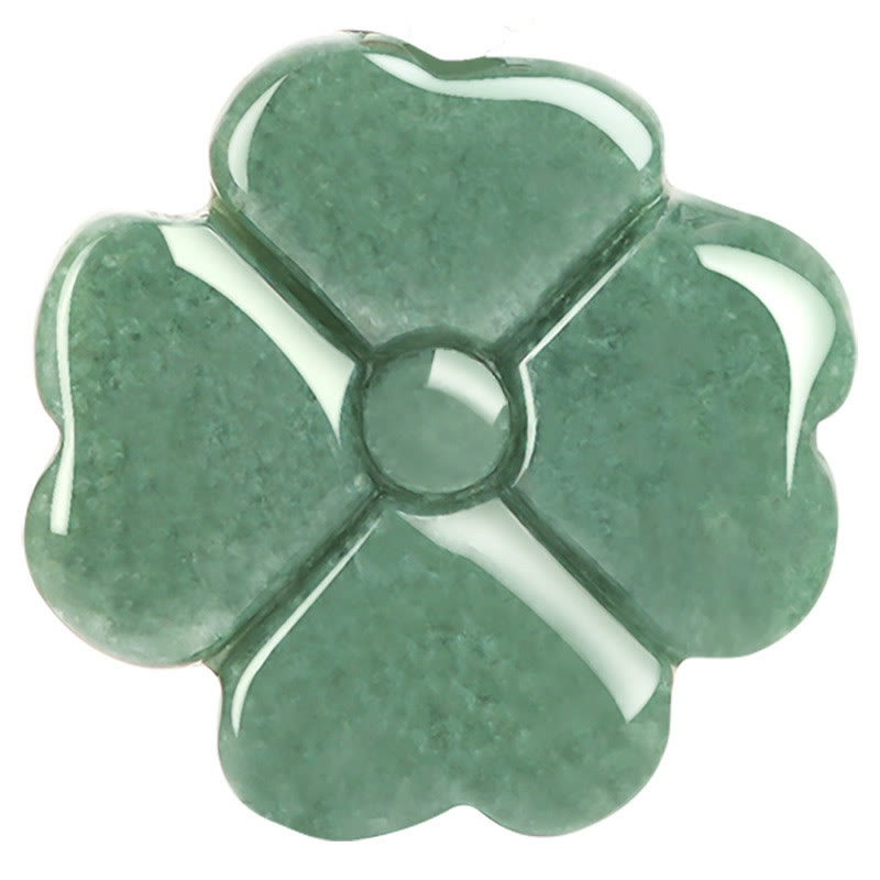 Wear FengShui Natural Lucky Four Leaf Clover Jade Prosperity Necklace Pendant