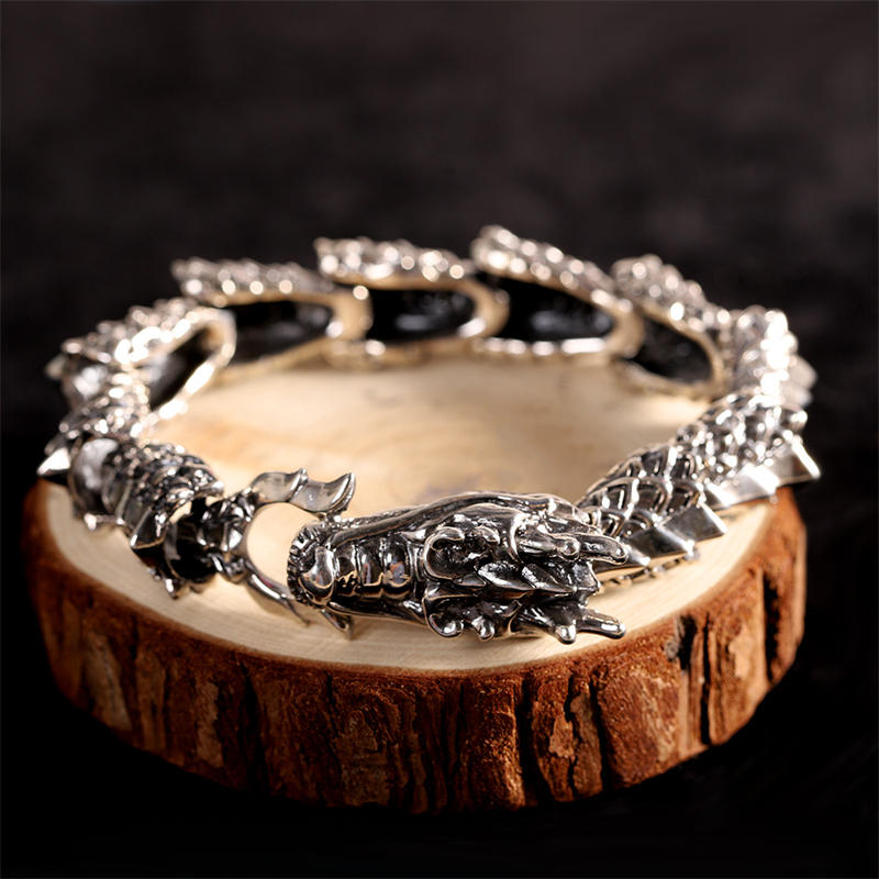 Wear FengShui 925 Sterling Silver Dragon Luck Success Bracelet Bangle